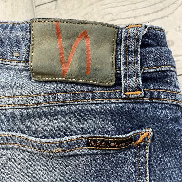 Nudie Jeans Co. Men's W30 x L32 Blue Skinny Lin Medium Wash 5-Pocket Denim Jeans - Picture 2 of 11